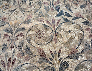 Old roman mosaic in El Djem archaeological museum, Tunisia © rninov