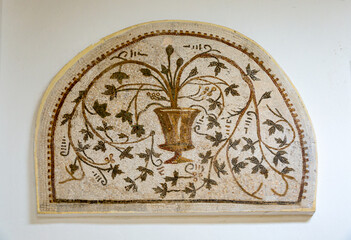 Old roman mosaic in El Djem archaeological museum, Tunisia