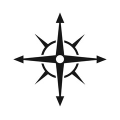 Minimal compass arrow north direction silhouette vector clean design for navigation orientation and travel