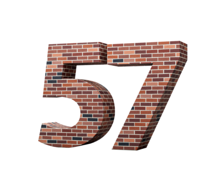 Bricks Wall Number Fifty Seven 57 Digit Made Of Colored Wall Of Bricks 3D Illustration