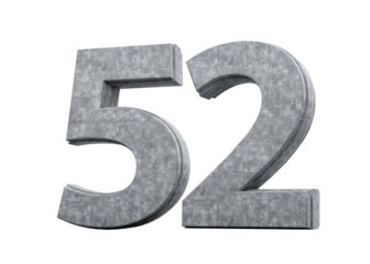 Concrete Number Fifty Two 52 Digit Made Of Grey Concrete Stone White 3d Illustration