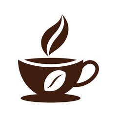 Minimal coffee cup with bean silhouette vector simple cafe morning concept art on white background