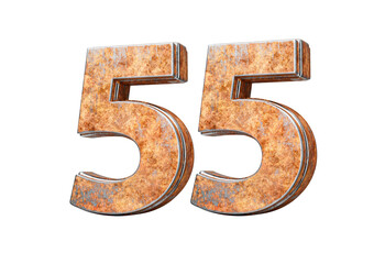 Number Fifty Five 55 Digit Made Of Old Rusty Iron Metal Texture 3d Illustration