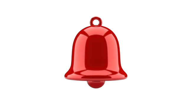 Shiny red notification bell icon isolated YouTube on a white background.