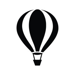 Minimal hot air balloon silhouette vector clean travel adventure journey design on white background