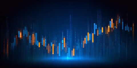 Dynamic Trading Chart: Illuminating Investment Strategies in Financial Markets with Bold Orange and Blue Hues