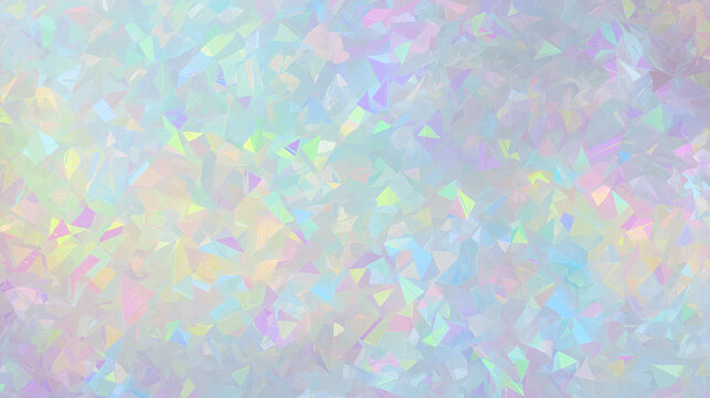 Iridescent pastel polygon background with soft crystal texture. Copy space backdrop