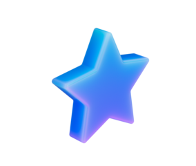 Shiny blue and purple gradient 3D star. Perfect for UI, rating, or award. 3d illustration