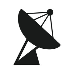 Minimal satellite antenna dish silhouette vector clean design for signal broadcast and space illustration