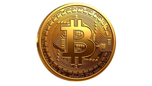 Bitcoin Money Coin Isolated on Transparent Background - Powered by Adobe