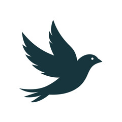 Simple bird flying silhouette icon clean vector design for wildlife nature and freedom concept illustration