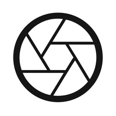 Simple camera lens aperture silhouette icon vector minimal visual creative concept on white background