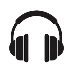 Simple headphone audio symbol silhouette icon vector clean music sound design on white background