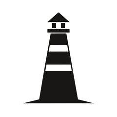 Simple lighthouse beam silhouette vector icon on white background for navigation and coast
