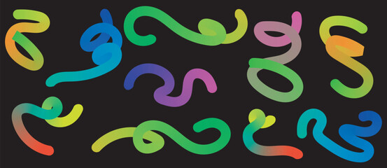 Abstract colorful gradient shapes on black background modern design graphic art