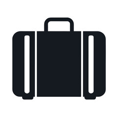 Simple suitcase travel luggage silhouette icon clean vector design for journey tourism and holiday concept