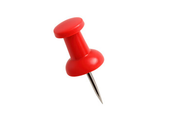 Red pushpin creating a focal point, symbolizing important information, fixation, and memory on a transparent background