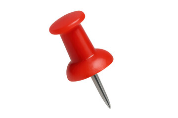 Red pushpin holding important note or marking location, visualizing organization, idea, or reminder concept