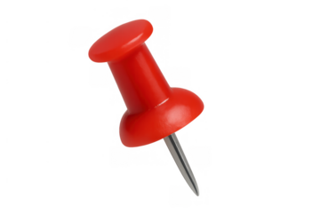 Red pushpin holding important note or marking location, visualizing organization, idea, or reminder concept