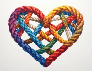 Colorful ropes form a heart shape