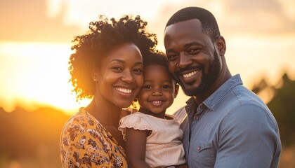Parents Holding Child in Loving Embrace Showing Unity Affection and Parenting Bond with Space for Celebration Message