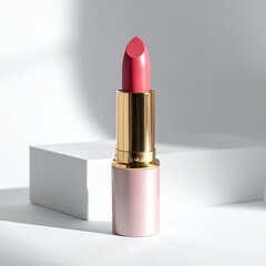 Coral lipstick on white backdrop