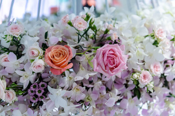 Beautiful flowers decorations, flower background, backdrop wedding decoration, rose pattern,...