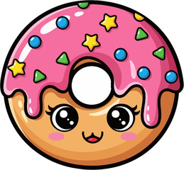 Fototapeta premium charming dessert character invites happiness with its cute, playful gaze, isolated on transparent background