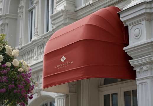Elegant Hotel Entrance Canopy Mockup PSD