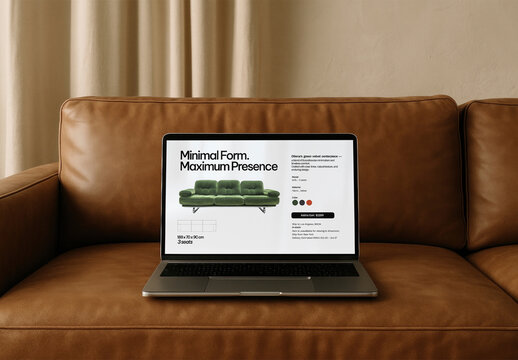 Laptop Mockup Displaying Modern Furniture Website