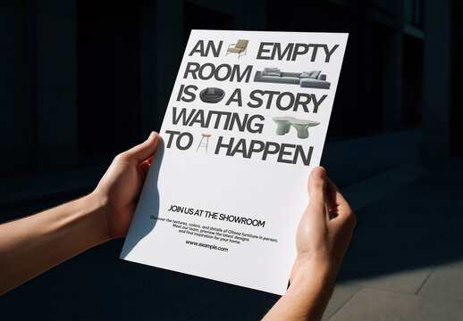 Minimalist Furniture Showroom Invitation Mockup