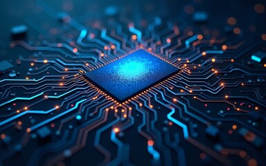 Neural circuit and electronic cyber brain in a quantum computing system, artificial intelligence technology, biotechnology and machine learning concept. High quality