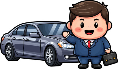 charming professional offers new car, inviting you to drive success forward, isolated on transparent background