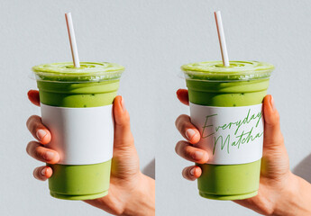 Refreshing Green Matcha Smoothie Cup Mockup PSD
