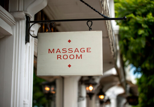 Serene Massage Room Sign Mockup PSD