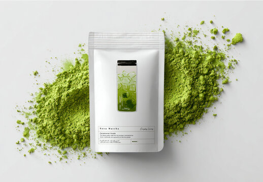 Vibrant Matcha Packaging Mockup PSD