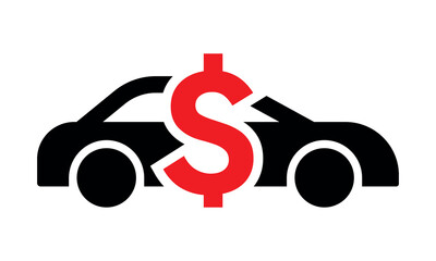 Collision cost icon with red dollar sign for vehicle accident claims and repair expenses