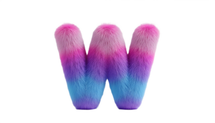 A furry letter w with a gradient color scheme on transparent background, png