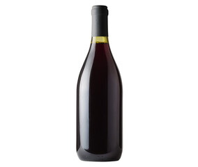 Dark red traditional bottle of full alcohol red wine without label