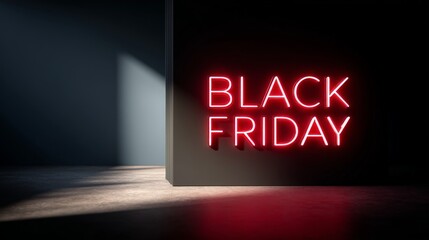 black friday banner with red neon light