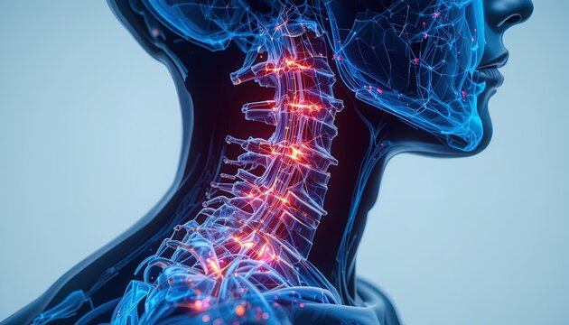 Explore the spine's intricate network with this vibrant, dynamic anatomy visualization highlighting spinal structures and neural connections for medical study