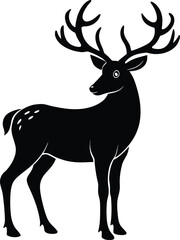 Reindeer with antlers silhouette Black silhouette of a reindeer with large antlers 5