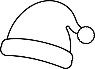 Simple black line art of a Santa hat christmas holiday