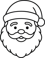 Santa Claus face minimal line art simple graphic christmas