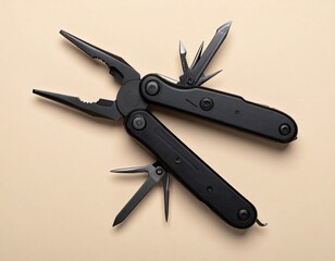 Black multi-tool on beige background