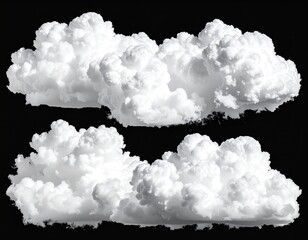 Three puffy white clouds against black