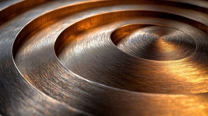 Metallic spiral surface with concentric rings and a central swirl, textured