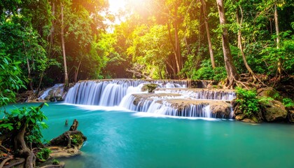 Lush waterfall cascading into turquoise pool (7)