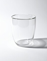 Clear glass tumbler, round, simple, empty