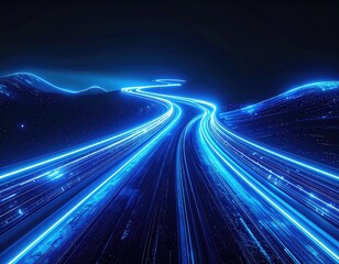 Digital highway, glowing blue lines